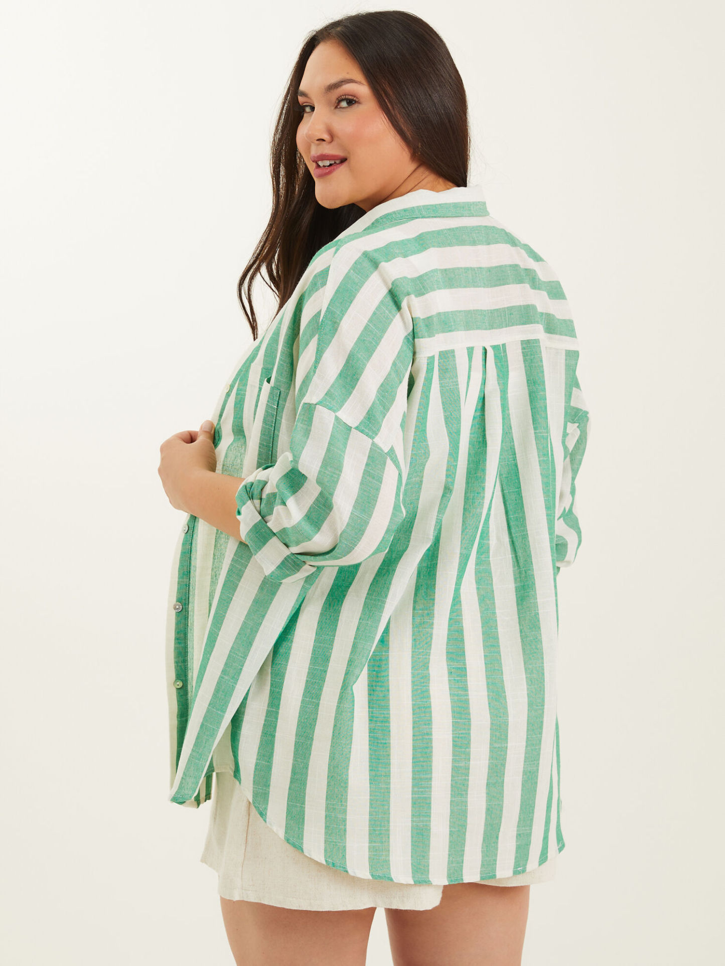 Jillian Contrast Striped Button Down
