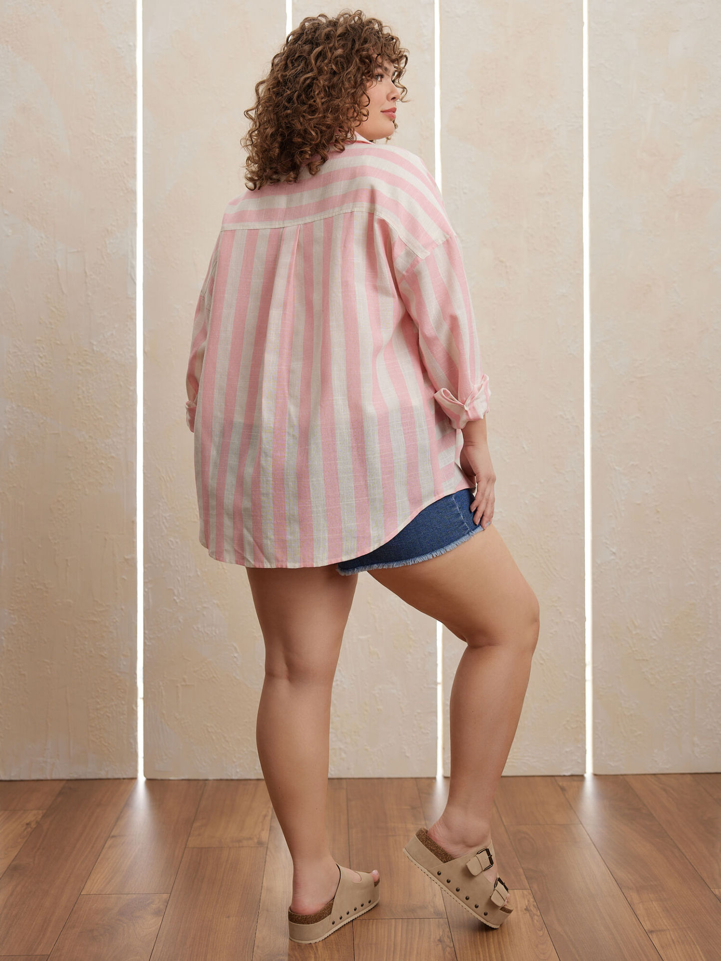 Jillian Contrast Striped Button Down