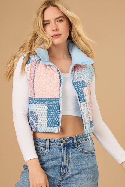 Petal Patchwork Puffer Vest