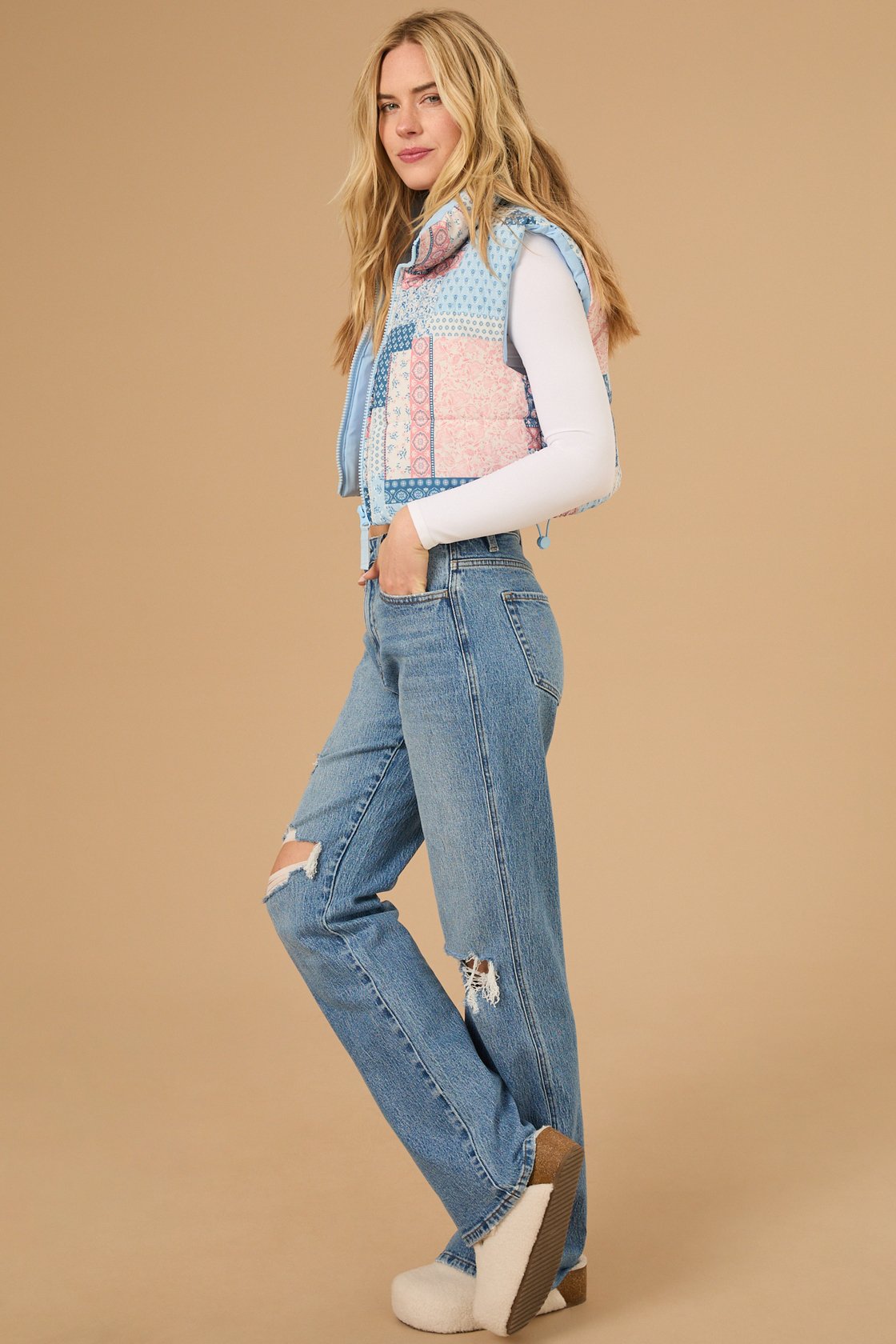 Petal Patchwork Puffer Vest