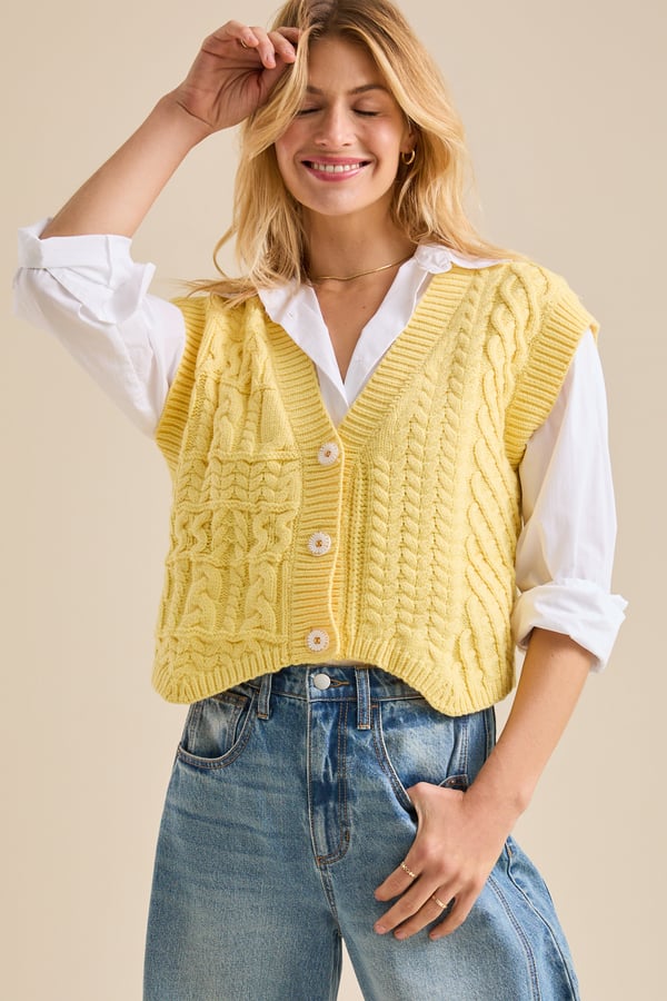 Tiana Oversized Button-Up Sweater Vest