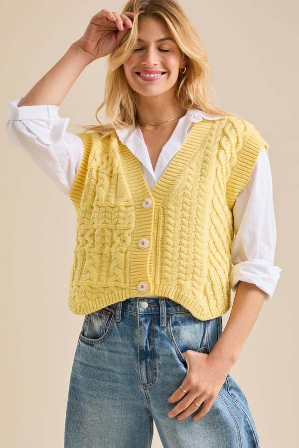 Tiana Oversized Button-Up Sweater Vest
