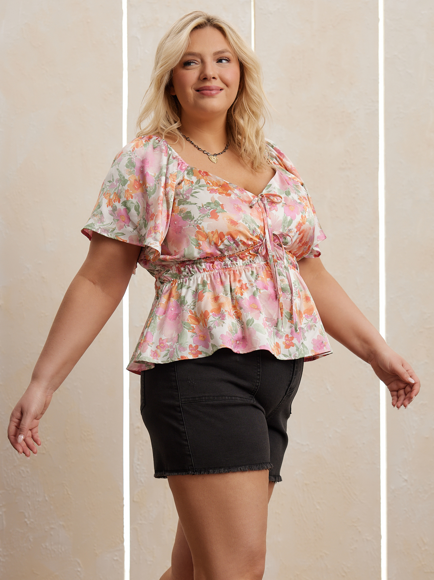 Olive Floral Babydoll Top