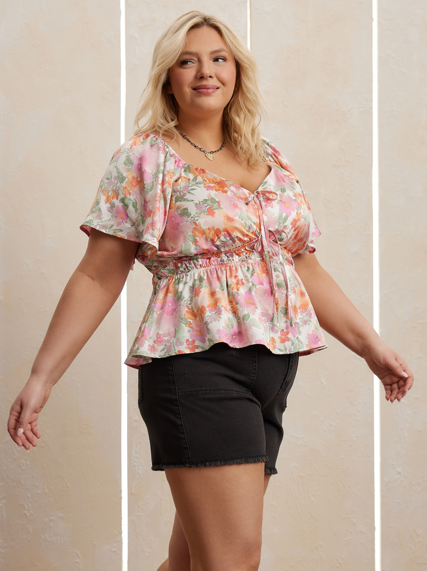 Olive Floral Babydoll Top