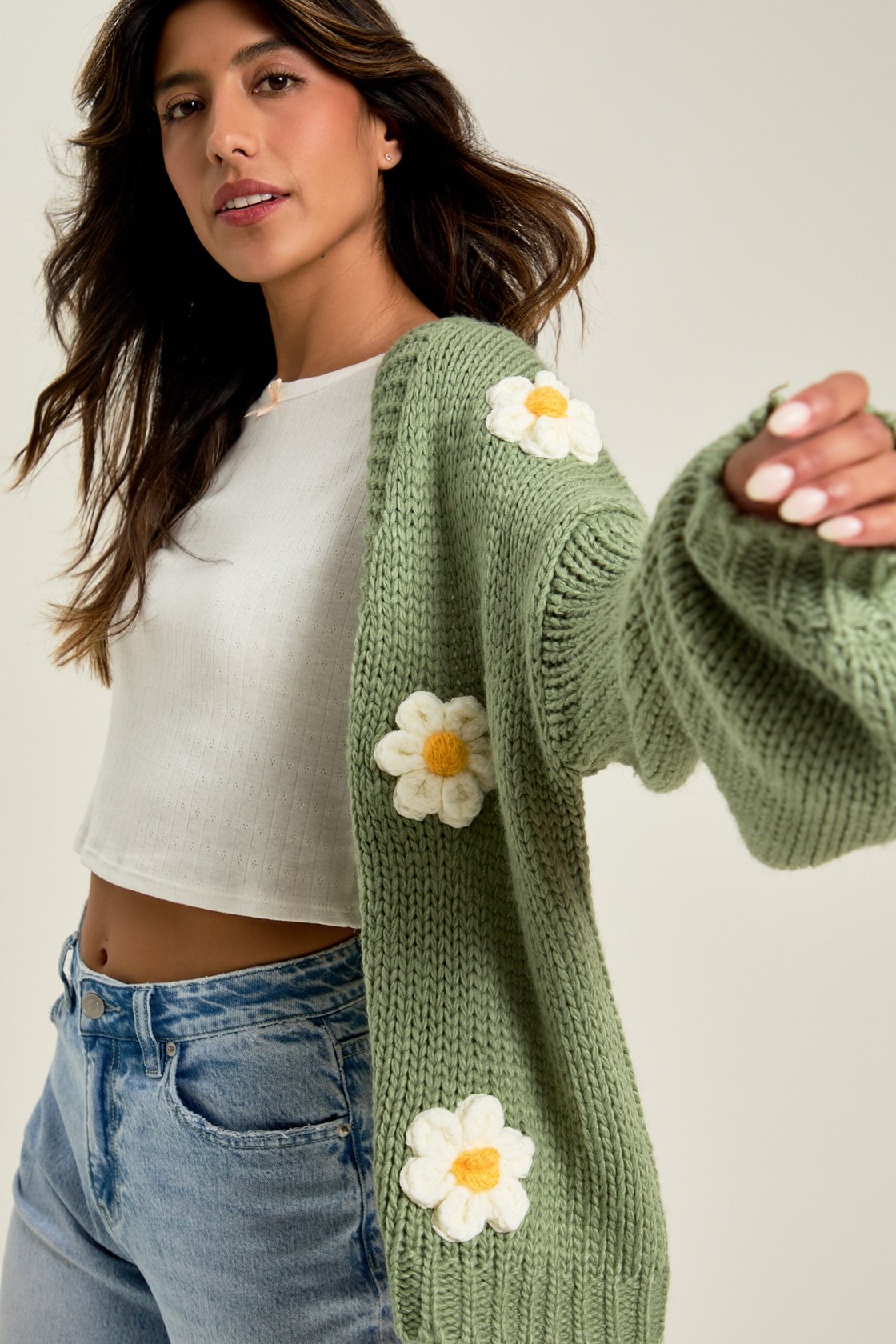Daisie 3D Floral Cardigan
