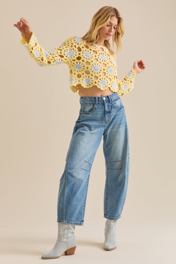 Celicia Flower Crochet Sweater