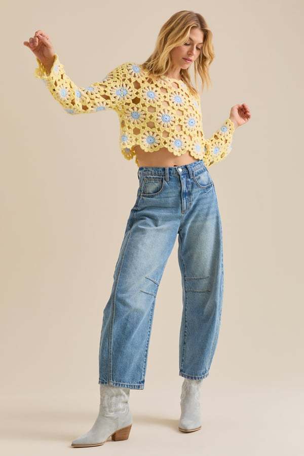 Celicia Flower Crochet Sweater