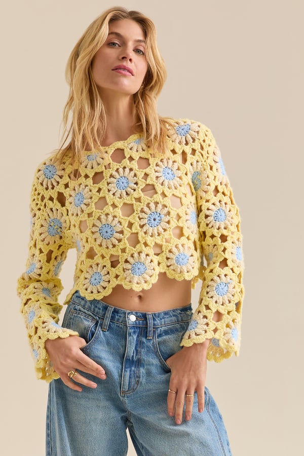 Celicia Flower Crochet Sweater