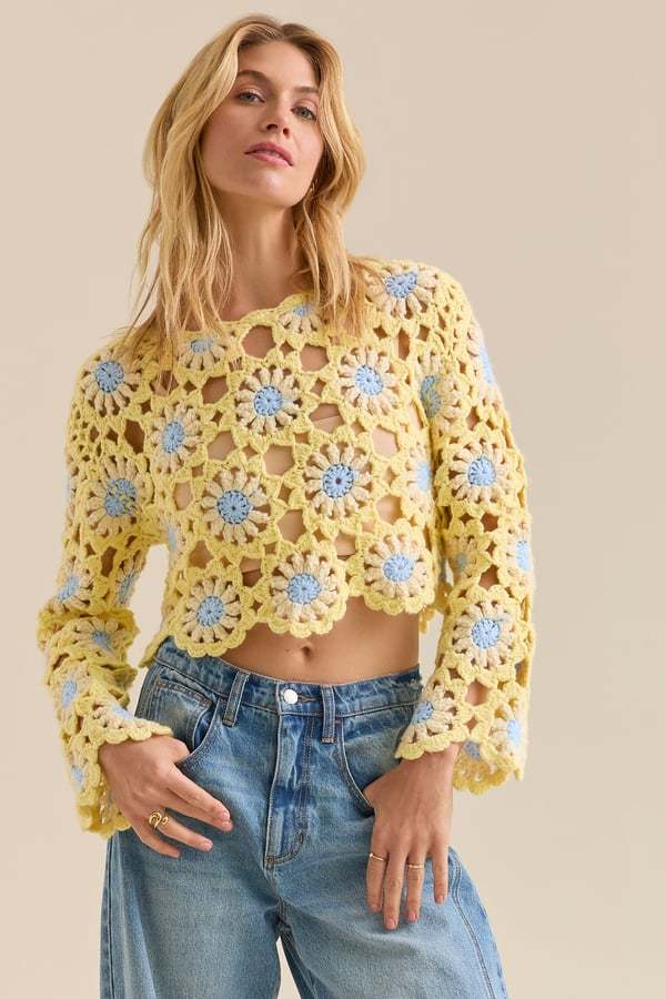 Celicia Flower Crochet Sweater