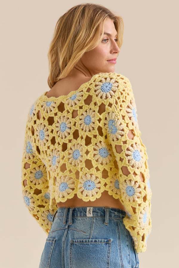 Celicia Flower Crochet Sweater