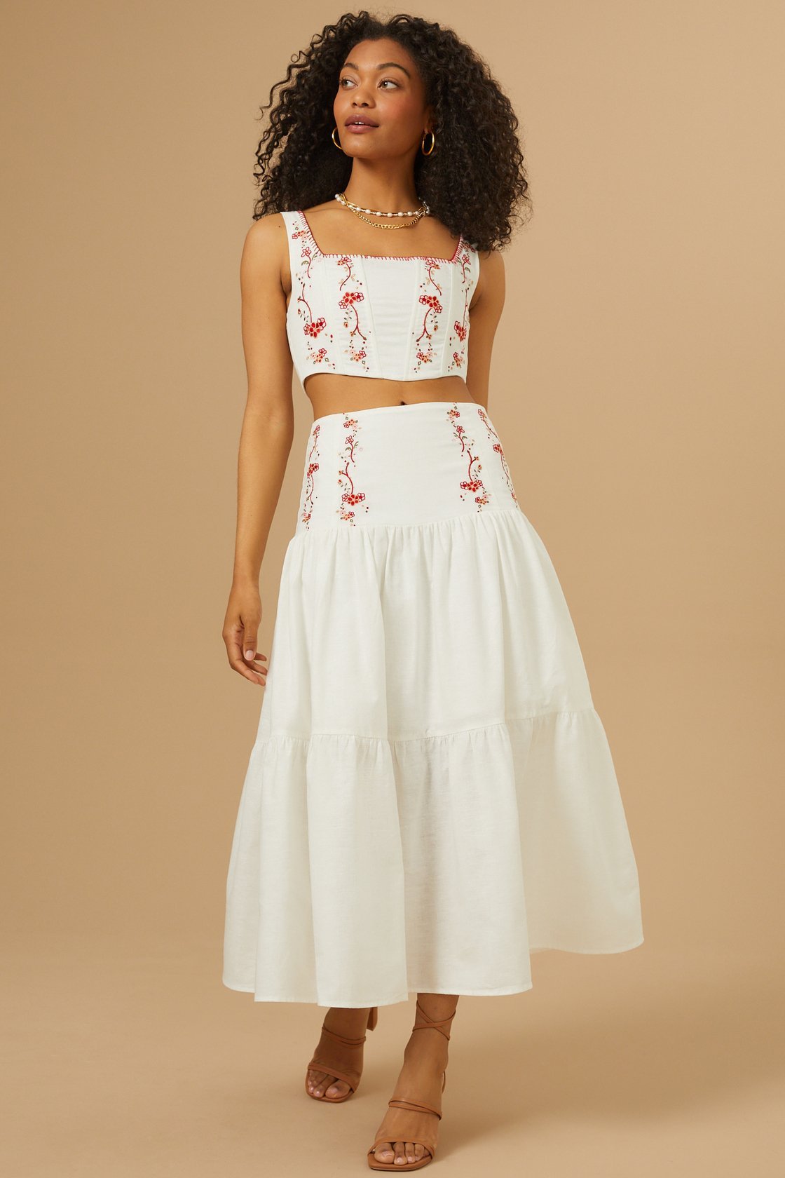 Sasha Embroidered Midi Skirt
