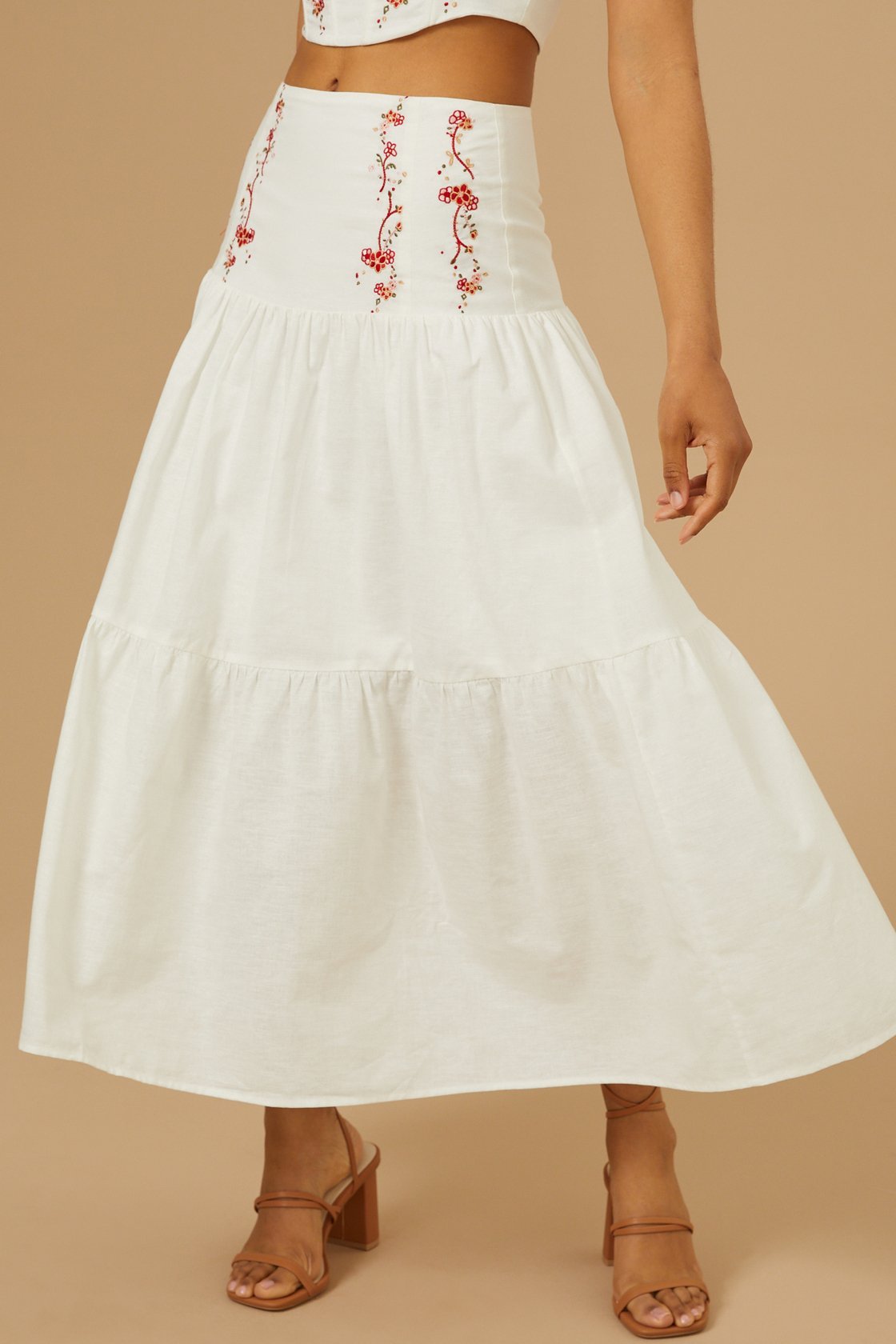 Sasha Embroidered Midi Skirt