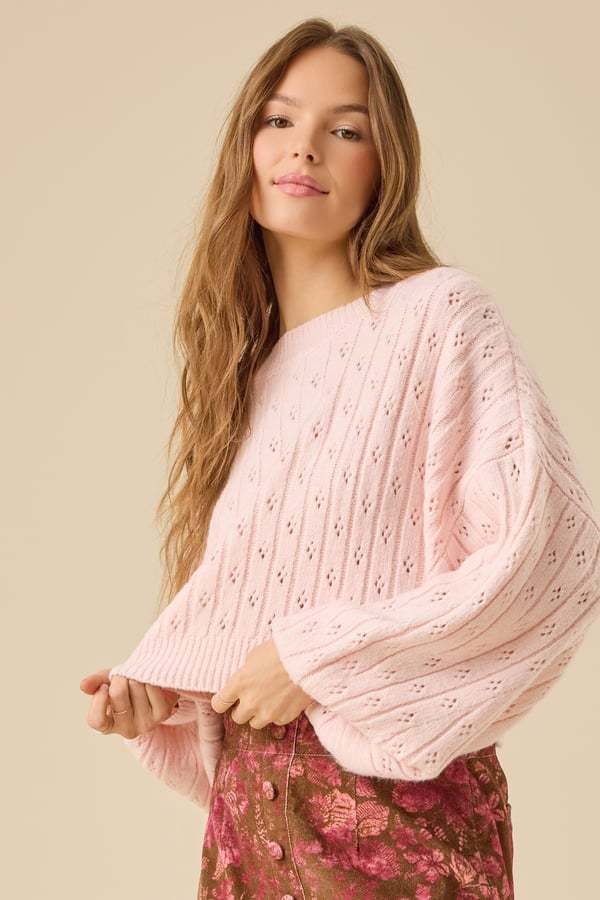 Anastasia Cropped Pointelle Sweater