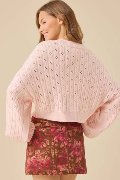 Anastasia Cropped Pointelle Sweater