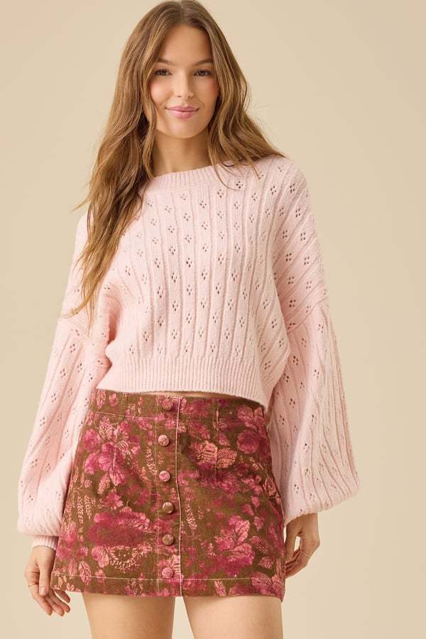 Anastasia Cropped Pointelle Sweater