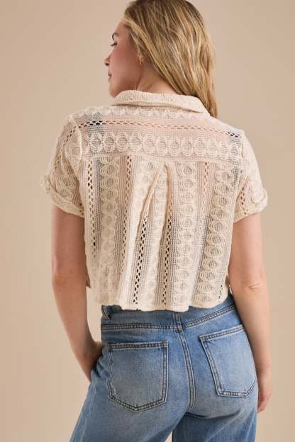 Olive Crochet Button Up Shirt