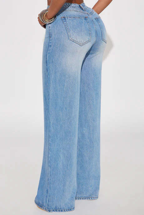 Beachfront Drapey Wide Leg Jeans - Vintage Wash