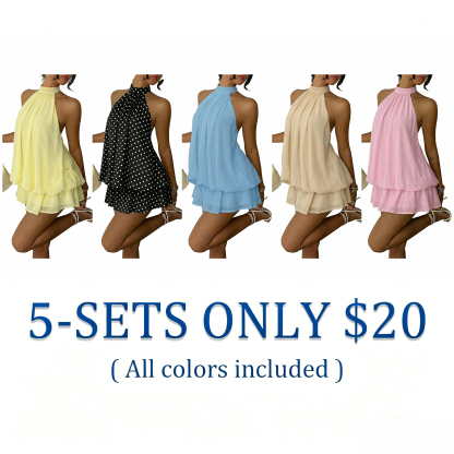 Women's Summer Fashion Party Halter Tie Back Mini Dress