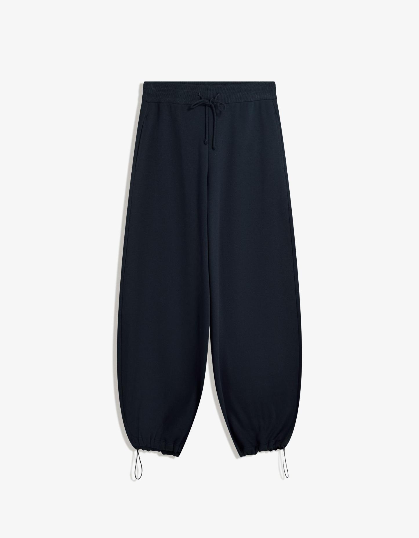 Plush barrel trousers with stoppers