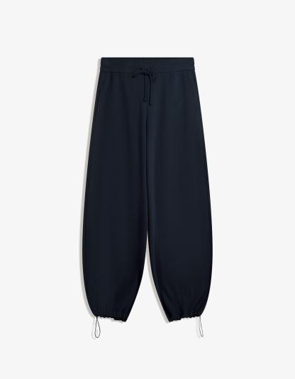 Plush barrel trousers with stoppers