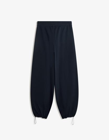 Plush barrel trousers with stoppers