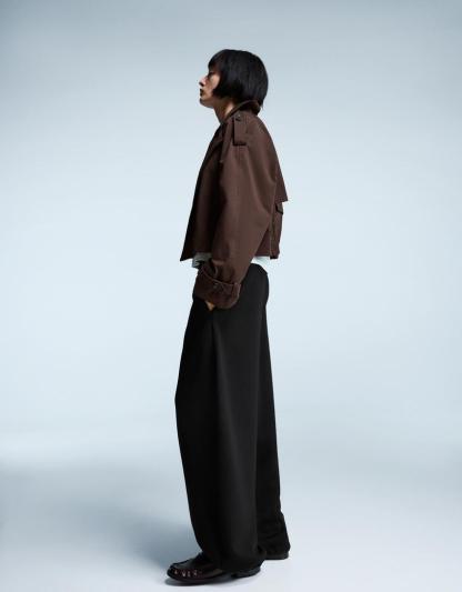Plush barrel trousers with stoppers