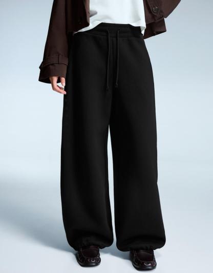 Plush barrel trousers with stoppers