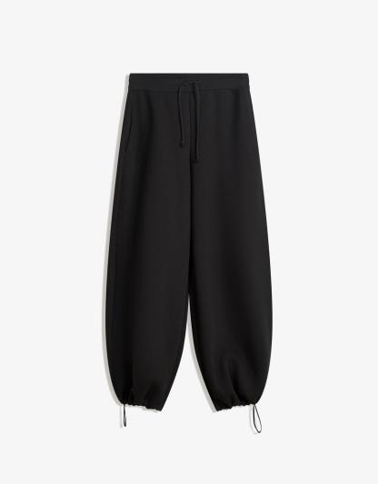 Plush barrel trousers with stoppers