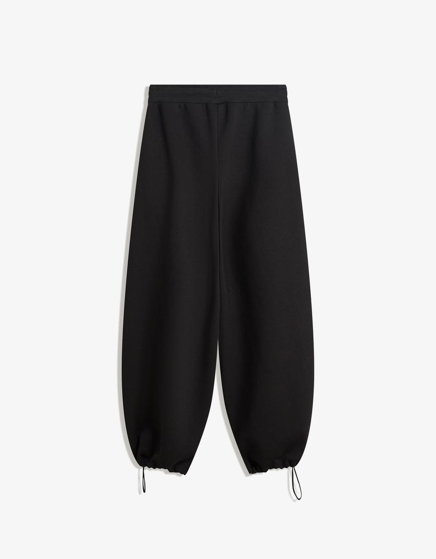 Plush barrel trousers with stoppers