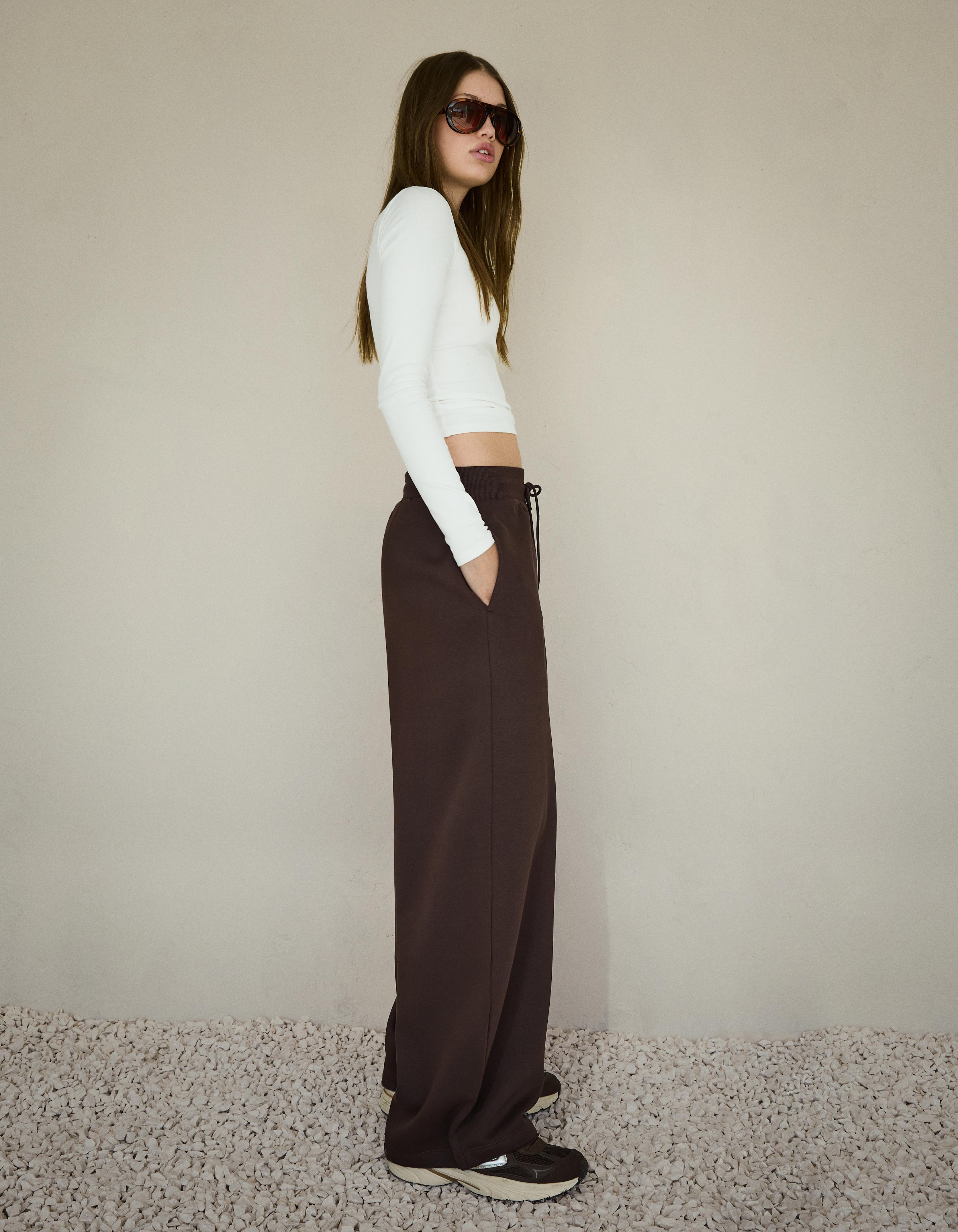 Plush barrel trousers with stoppers