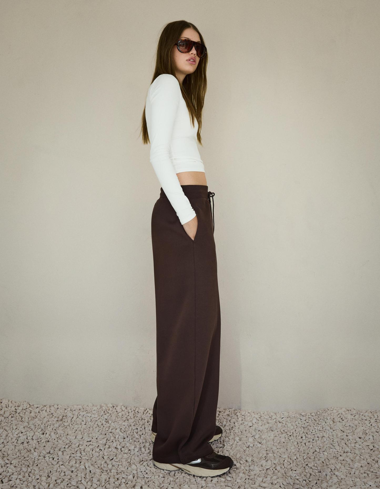Plush barrel trousers with stoppers