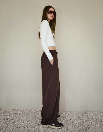 Plush barrel trousers with stoppers