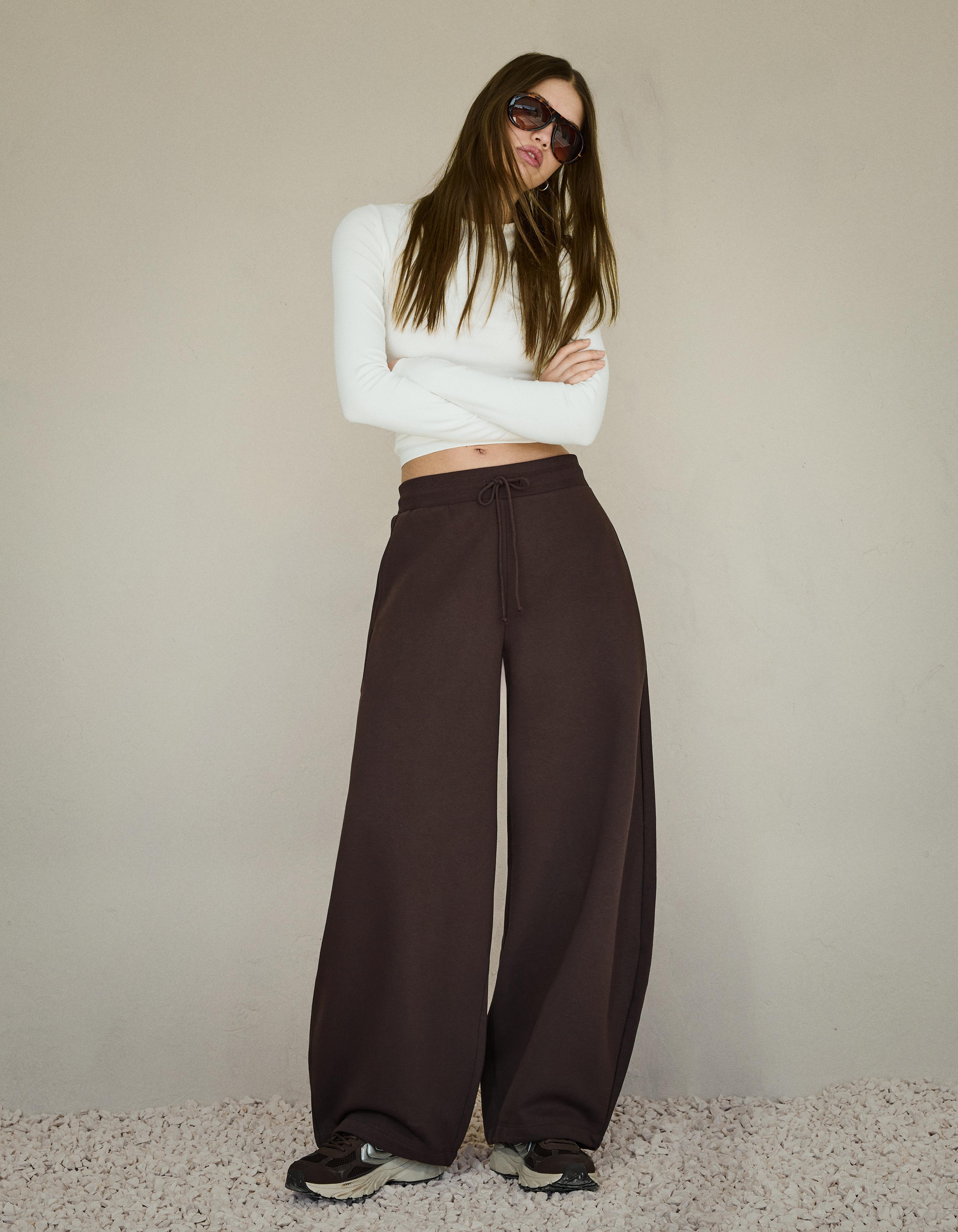 Plush barrel trousers with stoppers