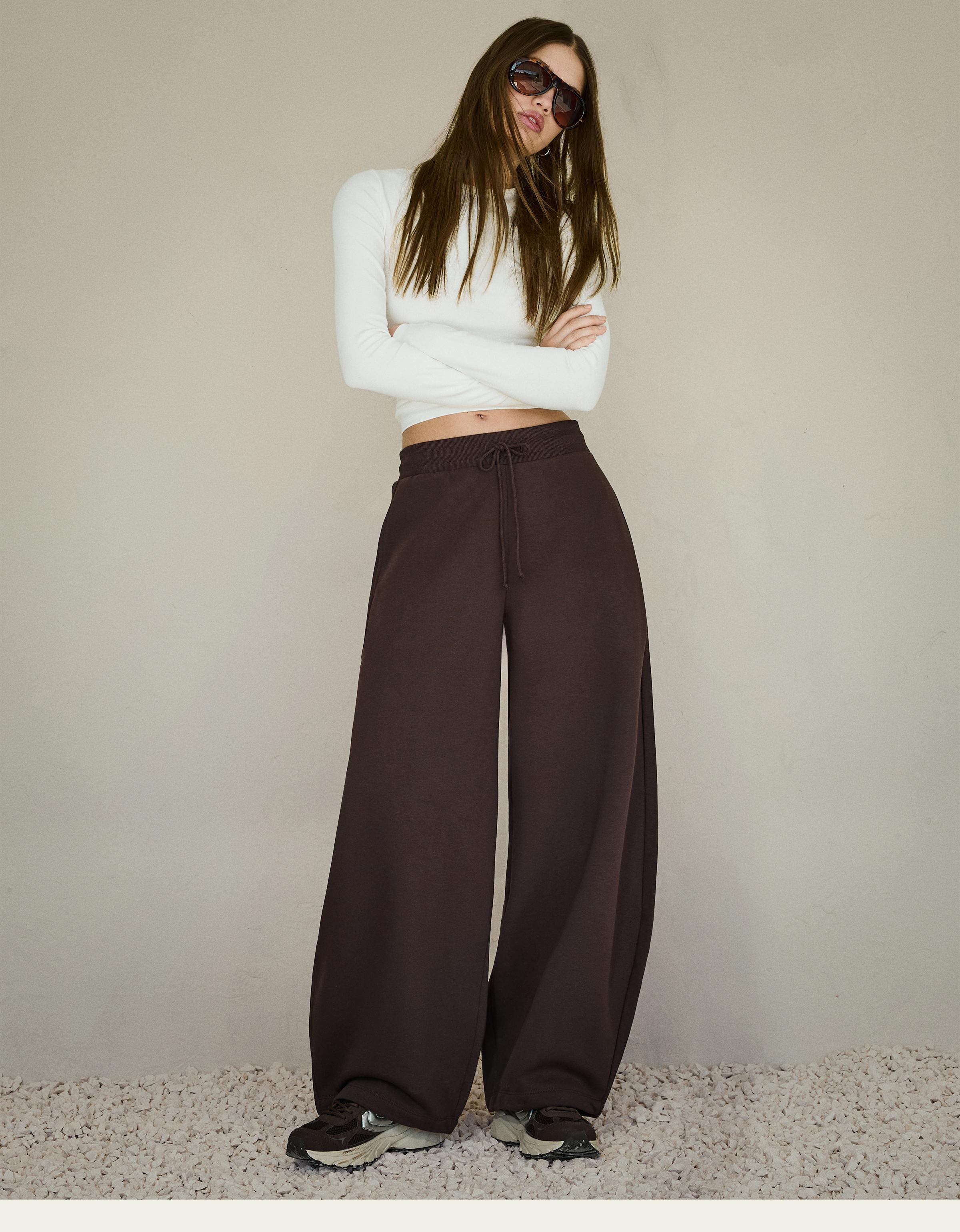 Plush barrel trousers with stoppers