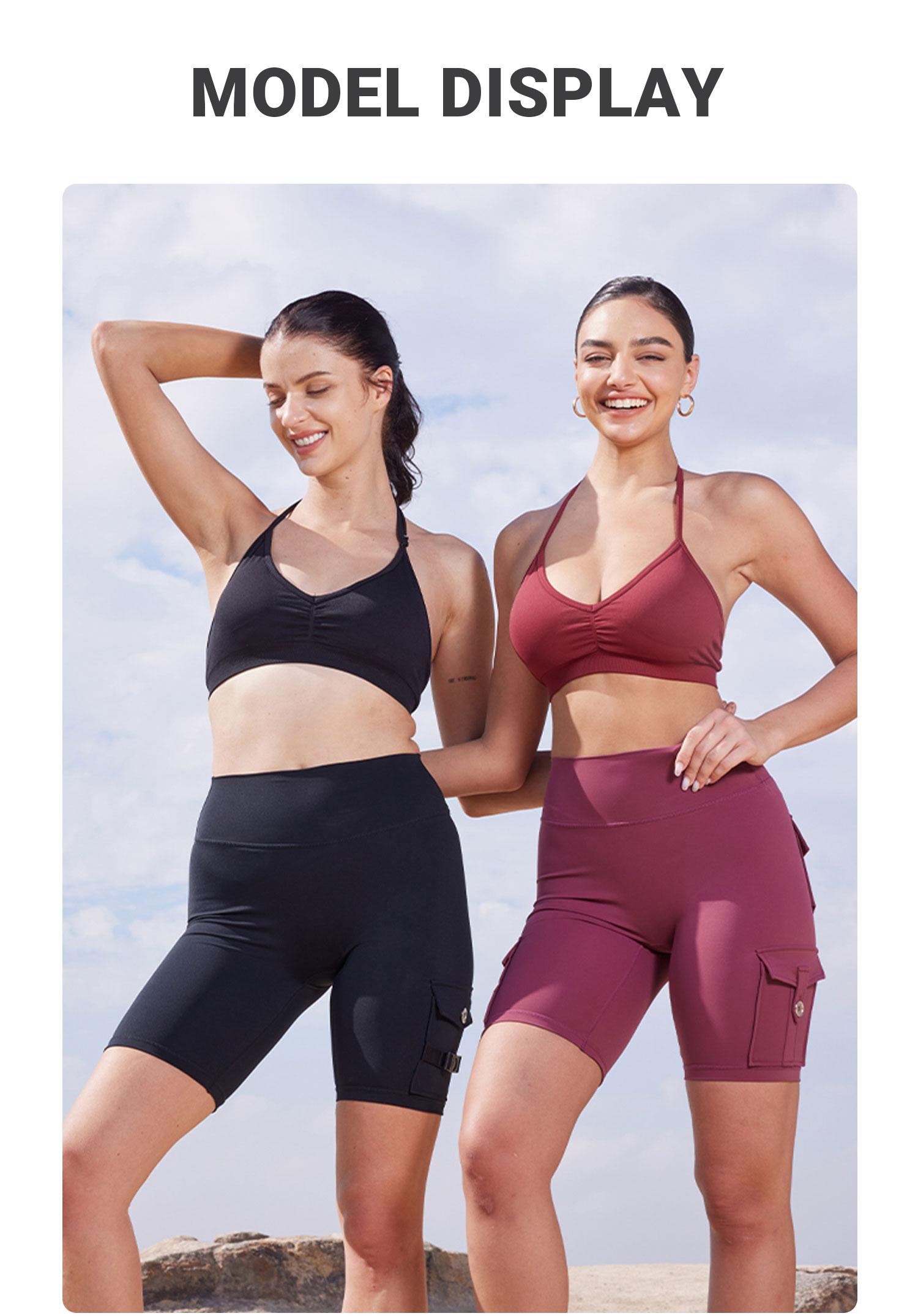 YEOREO CoreFlex Women's Workout Biker Shorts with Cargo Pockets Hidden Scrunch High Waisted 8" Inseam Gym Shorts for Summer Squat-Proof & Comfortable Fit