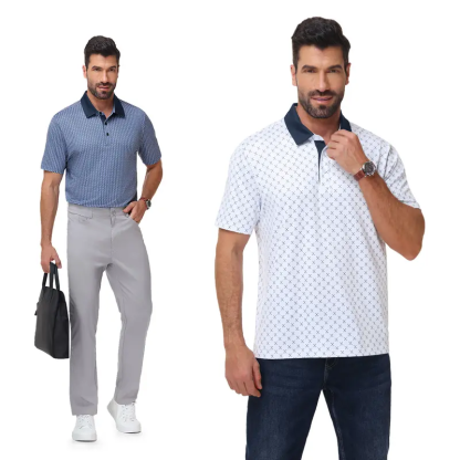 Men's Classic 3-Button Moisture Wicking Athletic Short Sleeve Golf Polo 