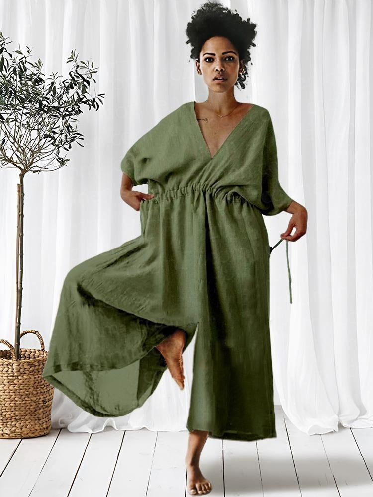 Japandi-Kimono Style Adjustable Belt Jumpsuit