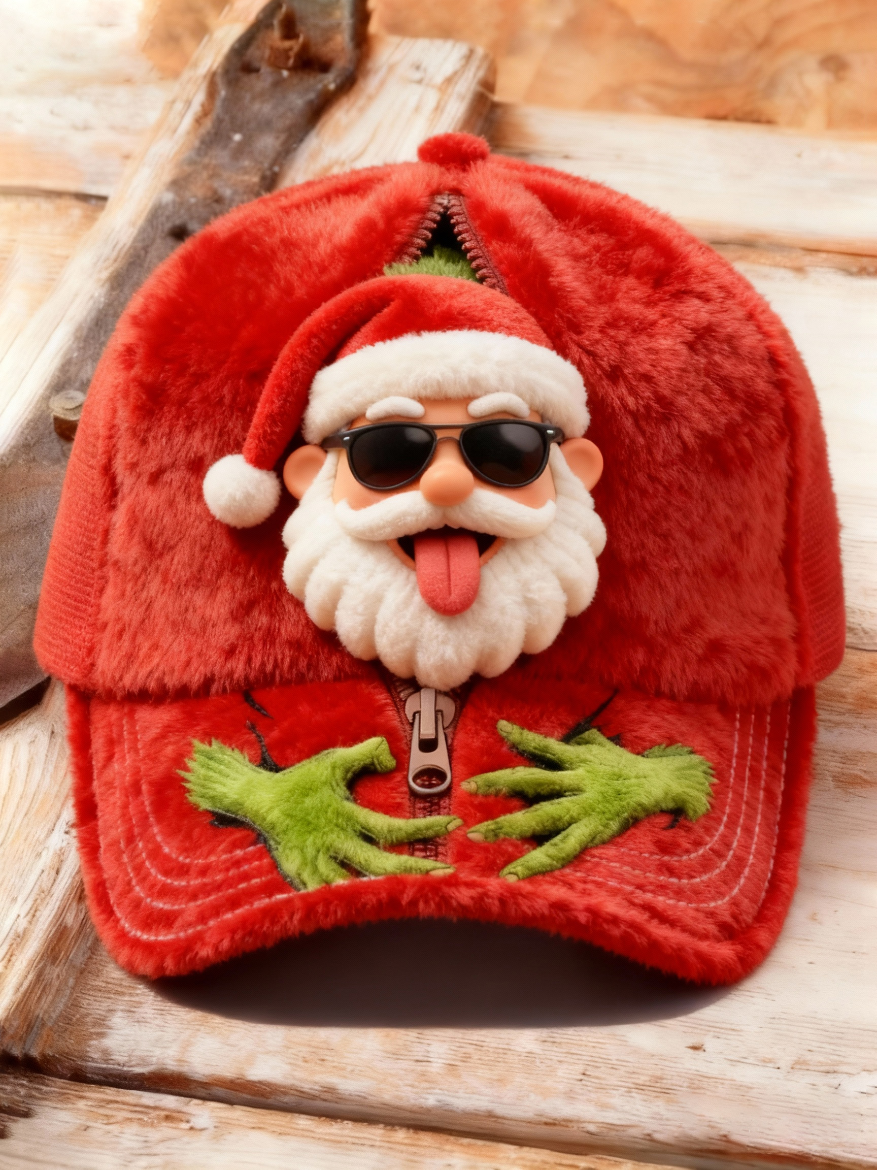 Unisex Funny Santa Claus Plush Print Hat