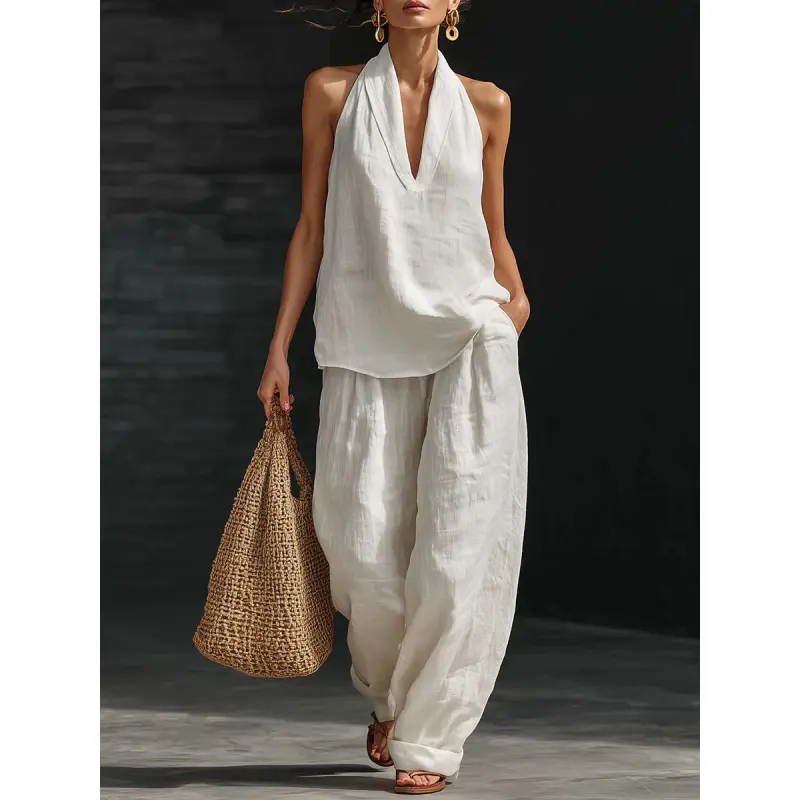 Women's Boho Linen Two Piece Set