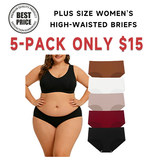 5-Pack Plus Size Soft & Comfortable Full-Coverage Design High-Waisted Briefs