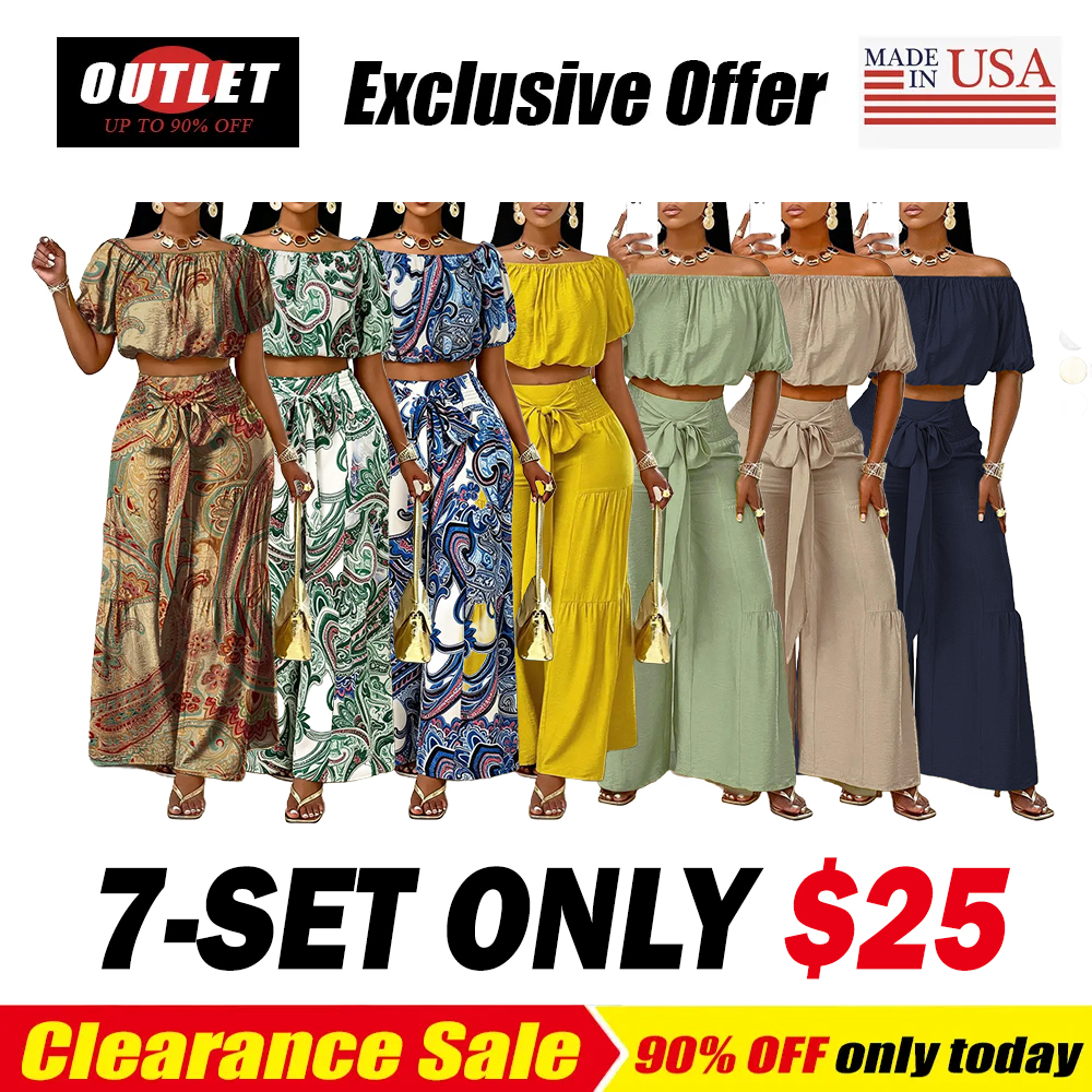 Women's Vintage Paisley Print Aesthetic Vacation Two-Piece Sets