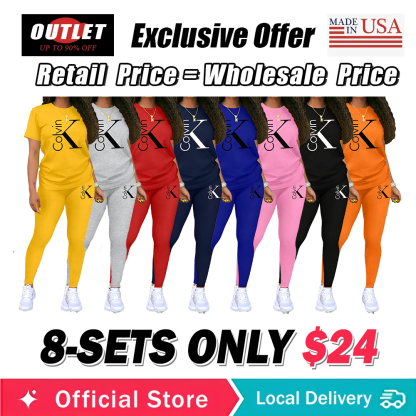 Women's Letter printing Casual Sporty Two-Piece Set
