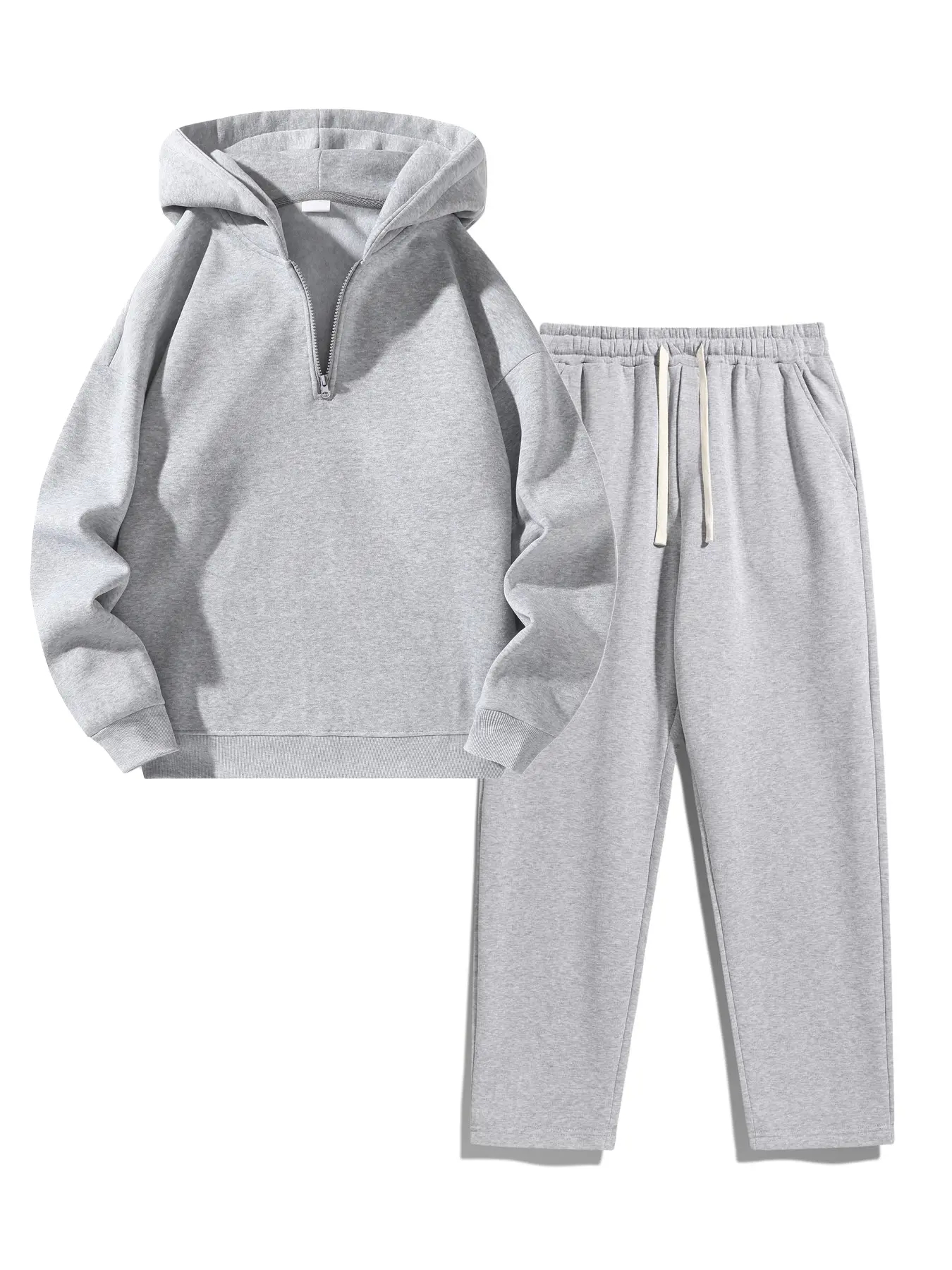 Men's Plain Basic Regular Fit Casual Drop Shoulder Half Zip Zippers Sweatsuit Set