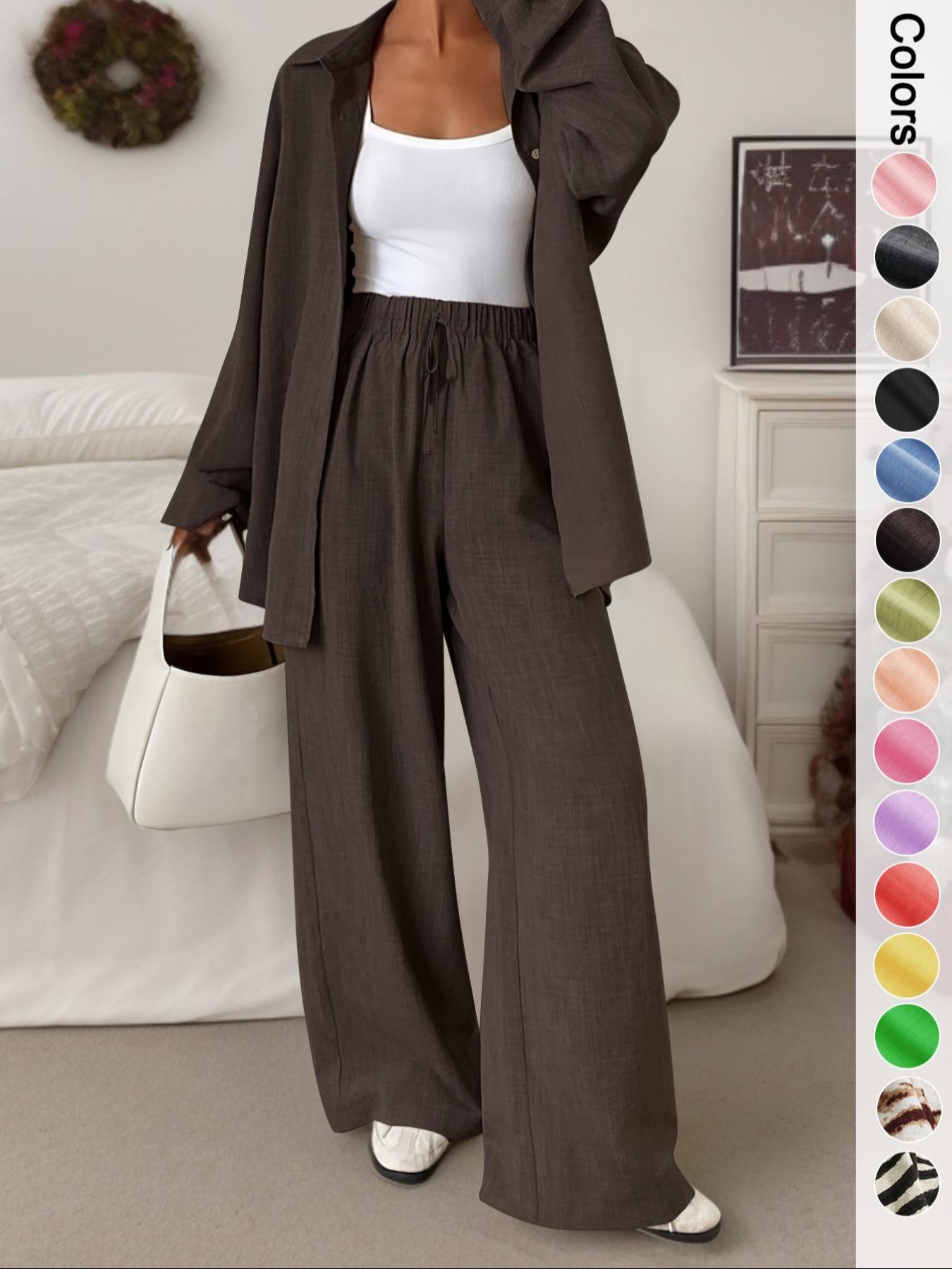 Women's Casual Sporty Shirt and Long Pants Set