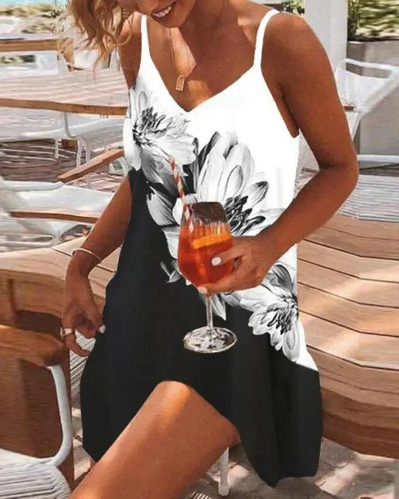 Women's Half Sleeve V-neck Plaid Dress