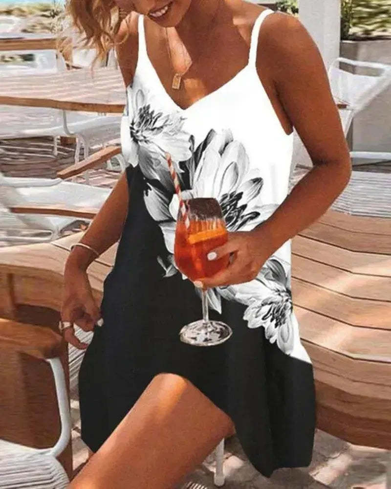 Women's Half Sleeve V-neck Plaid Dress