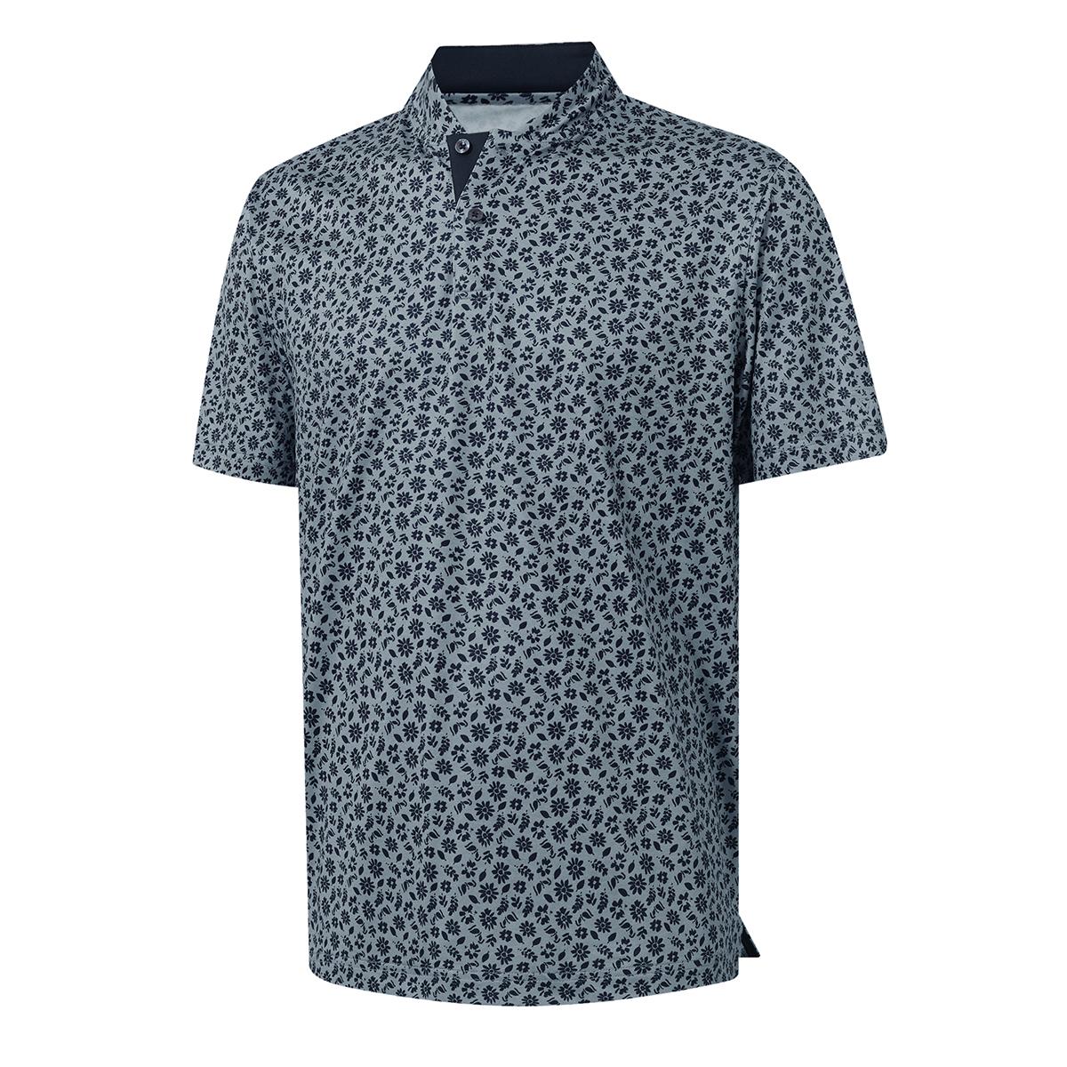 Men's Performance Dry Fit Stretch Henley Printed Golf Shirt