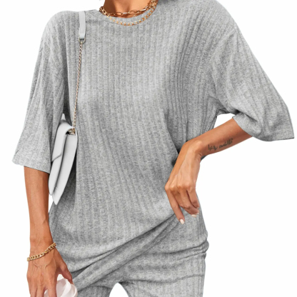 Women's Breathable Ribbed set (Stretchy Tee & Bike Shorts) 