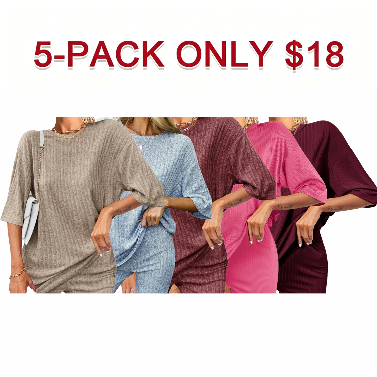 Women's Breathable Ribbed set (Stretchy Tee & Bike Shorts) 