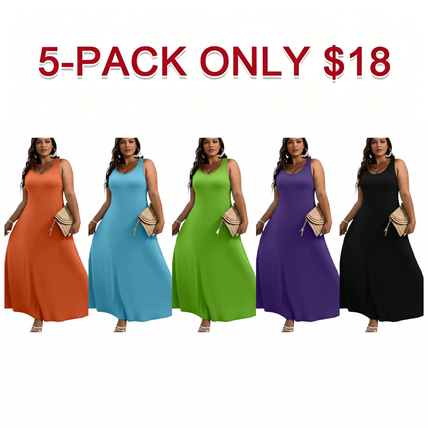 Elegant Plus Size Women's Solid Color Sleeveless Vest Dress